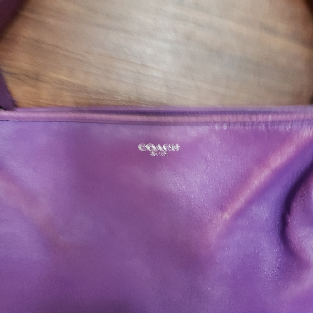 COACH Vtg 19889 Large Legacy Duffle Purple Leather Bucket Bag - Picture 5 of 11